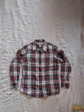 L.L. Bean White & Red Flannel
